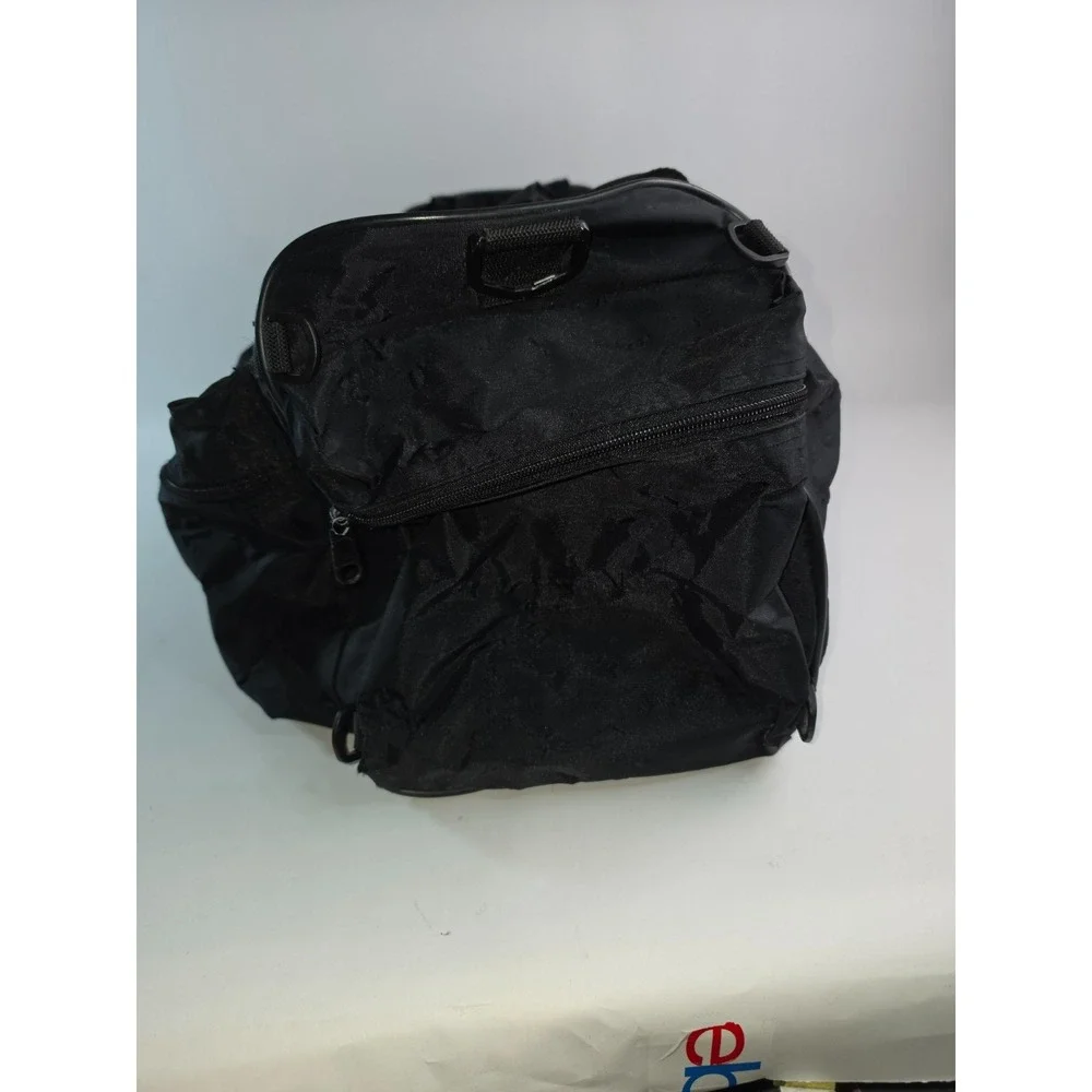 VTG Harley-Davidson Black Duffel Bag Embroidered Logo Motorcycle Travel‎ Pockets